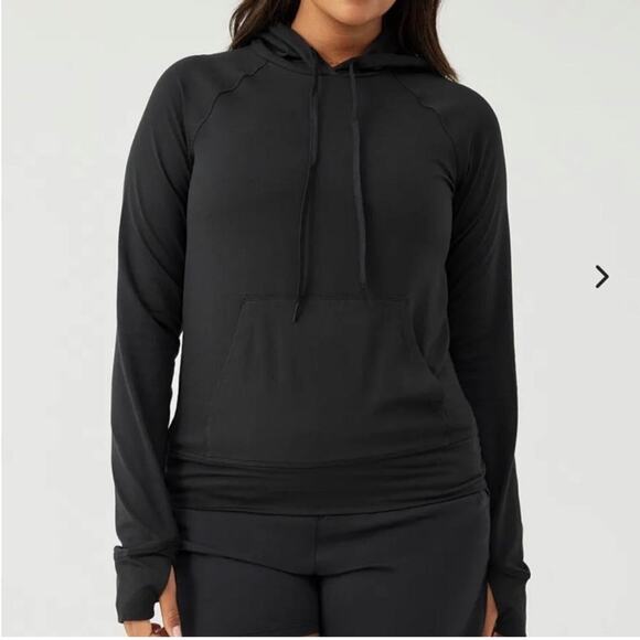 Outdoor Voices Black CloudKnit Stretch Jersey Hoodie Pullover Size Medium - Picture 2 of 8